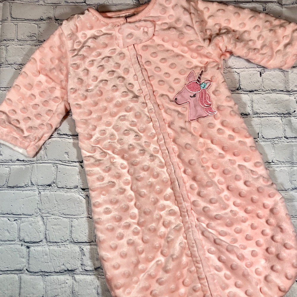 Soft minky bunting sleep sack with unicorn